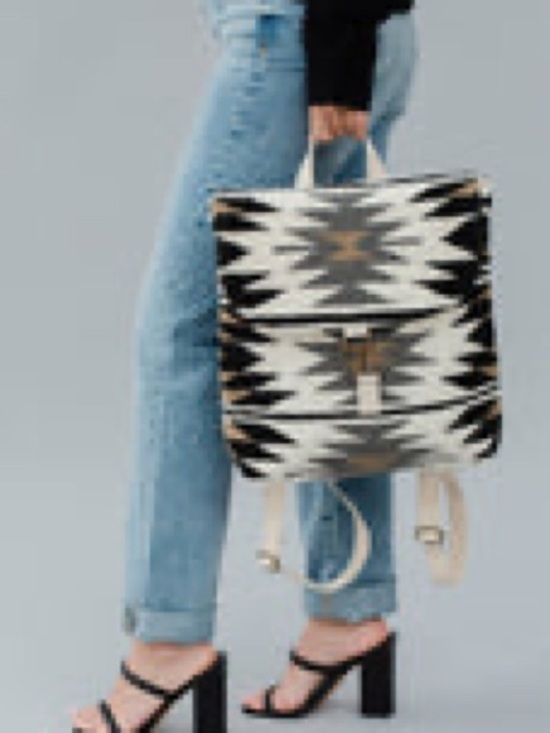 Myra Bag Cream Black Gray Aztec Wool Blend Western Boho Backpack NWT main image 6